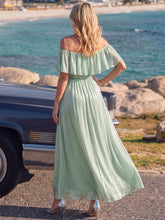 Load image into Gallery viewer, Color=Mint Green | Chiffon Drop Shoulder A-Line Bridesmaid Dress 7