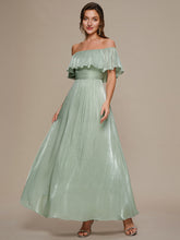 Load image into Gallery viewer, Color=Mint Green | Chiffon Drop Shoulder A-Line Bridesmaid Dress 1