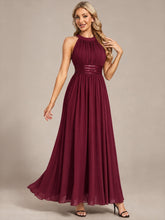 Load image into Gallery viewer, Burgundy | Corset Sash Halter Chiffon A-Line Maxi Bridesmaid Dress-Burgundy
