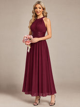 Load image into Gallery viewer, Burgundy | Corset Sash Halter Chiffon A-Line Maxi Bridesmaid Dress-Burgundy