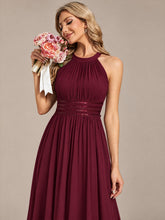Load image into Gallery viewer, Burgundy | Corset Sash Halter Chiffon A-Line Maxi Bridesmaid Dress-Burgundy