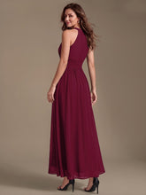 Load image into Gallery viewer, Burgundy | Corset Sash Halter Chiffon A-Line Maxi Bridesmaid Dress-Burgundy