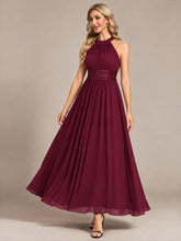 Load image into Gallery viewer, Burgundy | Corset Sash Halter Chiffon A-Line Maxi Bridesmaid Dress-Burgundy