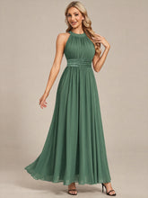 Load image into Gallery viewer, Eucalyptus | Corset Sash Halter Chiffon A-Line Maxi Bridesmaid Dress-Eucalyptus