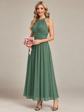 Load image into Gallery viewer, Eucalyptus | Corset Sash Halter Chiffon A-Line Maxi Bridesmaid Dress-Eucalyptus