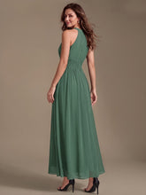 Load image into Gallery viewer, Eucalyptus | Corset Sash Halter Chiffon A-Line Maxi Bridesmaid Dress-Eucalyptus