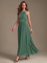 Load image into Gallery viewer, Eucalyptus | Corset Sash Halter Chiffon A-Line Maxi Bridesmaid Dress-Eucalyptus