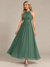 Load image into Gallery viewer, Eucalyptus | Corset Sash Halter Chiffon A-Line Maxi Bridesmaid Dress-Eucalyptus