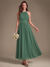 Load image into Gallery viewer, Eucalyptus | Corset Sash Halter Chiffon A-Line Maxi Bridesmaid Dress-Eucalyptus