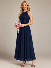 Load image into Gallery viewer, Navy Blue | Corset Sash Halter Chiffon A-Line Maxi Bridesmaid Dress-Navy Blue