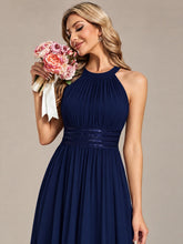 Load image into Gallery viewer, Navy Blue | Corset Sash Halter Chiffon A-Line Maxi Bridesmaid Dress-Navy Blue