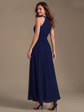 Load image into Gallery viewer, Navy Blue | Corset Sash Halter Chiffon A-Line Maxi Bridesmaid Dress-Navy Blue