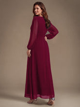 Load image into Gallery viewer, Burgundy | Sequin Chiffon Puff Sleeve Bridesmaid Dress-Burgundy