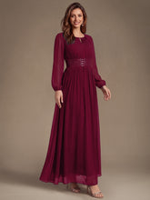 Load image into Gallery viewer, Burgundy | Sequin Chiffon Puff Sleeve Bridesmaid Dress-Burgundy