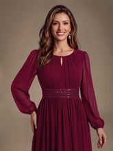 Load image into Gallery viewer, Burgundy | Sequin Chiffon Puff Sleeve Bridesmaid Dress-Burgundy