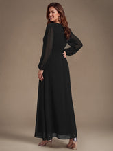 Load image into Gallery viewer, Black | Sequin Chiffon Puff Sleeve Bridesmaid Dress-Black