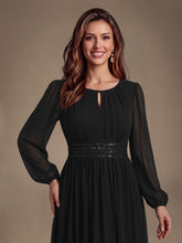 Load image into Gallery viewer, Black | Sequin Chiffon Puff Sleeve Bridesmaid Dress-Black