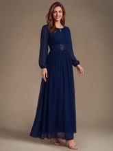 Load image into Gallery viewer, Navy Blue | Sequin Chiffon Puff Sleeve Bridesmaid Dress-Navy Blue