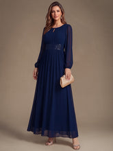 Load image into Gallery viewer, Navy Blue | Sequin Chiffon Puff Sleeve Bridesmaid Dress-Navy Blue