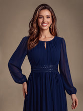Load image into Gallery viewer, Navy Blue | Sequin Chiffon Puff Sleeve Bridesmaid Dress-Navy Blue