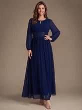 Load image into Gallery viewer, Navy Blue | Sequin Chiffon Puff Sleeve Bridesmaid Dress-Navy Blue