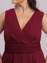 Load image into Gallery viewer, Color=Burgundy | Pretty Wholesale Knee Length Chiffon Bridesmaid Dress With Irregular Hem-Burgundy 5