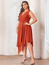 Load image into Gallery viewer, Color=Burnt Orange | Pretty Wholesale Knee Length Chiffon Bridesmaid Dress With Irregular Hem-Burnt Orange 4