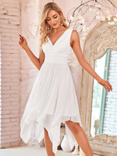 Load image into Gallery viewer, Color=Cream | Wholesale Knee Length Chiffon Bridesmaid Dress With Irregular Hem-Cream 4