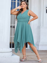 Load image into Gallery viewer, Color=Dusty Blue | Pretty Wholesale Knee Length Chiffon Bridesmaid Dress With Irregular Hem-Dusty Blue 3
