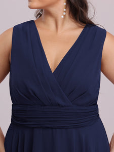 Color=Navy Blue | Pretty Wholesale Knee Length Chiffon Bridesmaid Dress With Irregular Hem-Navy Blue 5
