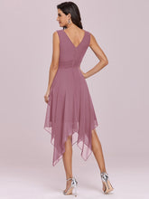 Load image into Gallery viewer, Color=Orchid | Wholesale Knee Length Chiffon Bridesmaid Dress With Irregular Hem-Orchid 2