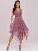 Load image into Gallery viewer, Color=Orchid | Wholesale Knee Length Chiffon Bridesmaid Dress With Irregular Hem-Orchid 3