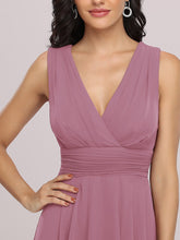 Load image into Gallery viewer, Color=Orchid | Wholesale Knee Length Chiffon Bridesmaid Dress With Irregular Hem-Orchid 5