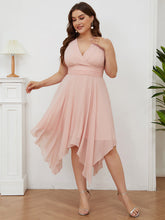 Load image into Gallery viewer, Color=Pink | Pretty Wholesale Knee Length Chiffon Bridesmaid Dress With Irregular Hem-Pink 1