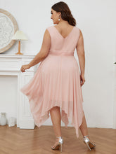Load image into Gallery viewer, Color=Pink | Pretty Wholesale Knee Length Chiffon Bridesmaid Dress With Irregular Hem-Pink 2