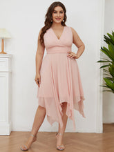 Load image into Gallery viewer, Color=Pink | Pretty Wholesale Knee Length Chiffon Bridesmaid Dress With Irregular Hem-Pink 3