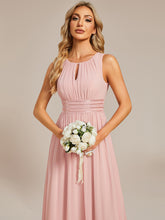 Load image into Gallery viewer, Color=Pink | Factory Design Sleeveless Ruched A-Line Midi Length Round Neck Bridesmaid Dresses-Pink 13