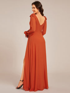 A Line V Neck Wholesale Bridesmaid Dresses With High Split