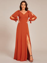 Load image into Gallery viewer, A Line V Neck Wholesale Bridesmaid Dresses With High Split