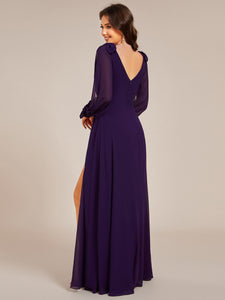 A Line V Neck Wholesale Bridesmaid Dresses With High Split