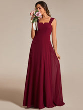 Load image into Gallery viewer, Chiffon Square Neck Wholesale Bridesmaid Dress With Sleeveless_Burgundy