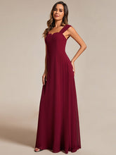 Load image into Gallery viewer, Chiffon Square Neck Wholesale Bridesmaid Dress With Sleeveless_Burgundy