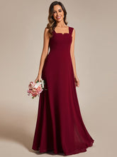 Load image into Gallery viewer, Chiffon Square Neck Wholesale Bridesmaid Dress With Sleeveless #color_Burgundy