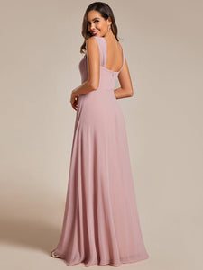 Chiffon Square Neck Wholesale Bridesmaid Dress With Sleeveless #color_Dusty Rose