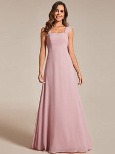 Chiffon Square Neck Wholesale Bridesmaid Dress With Sleeveless #color_Dusty Rose