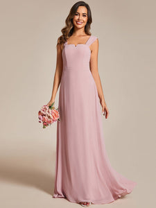 Chiffon Square Neck Wholesale Bridesmaid Dress With Sleeveless #color_Dusty Rose