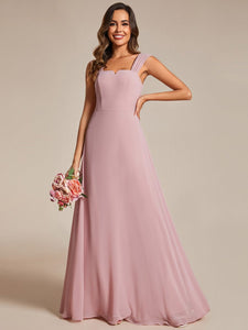 Chiffon Square Neck Wholesale Bridesmaid Dress With Sleeveless #color_Dusty Rose