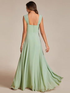 Chiffon Square Neck Wholesale Bridesmaid Dress With Sleeveless #color_Mint Green