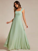 Load image into Gallery viewer, Chiffon Square Neck Wholesale Bridesmaid Dress With Sleeveless #color_Mint Green