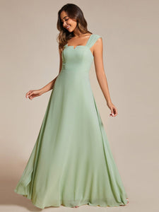 Chiffon Square Neck Wholesale Bridesmaid Dress With Sleeveless #color_Mint Green